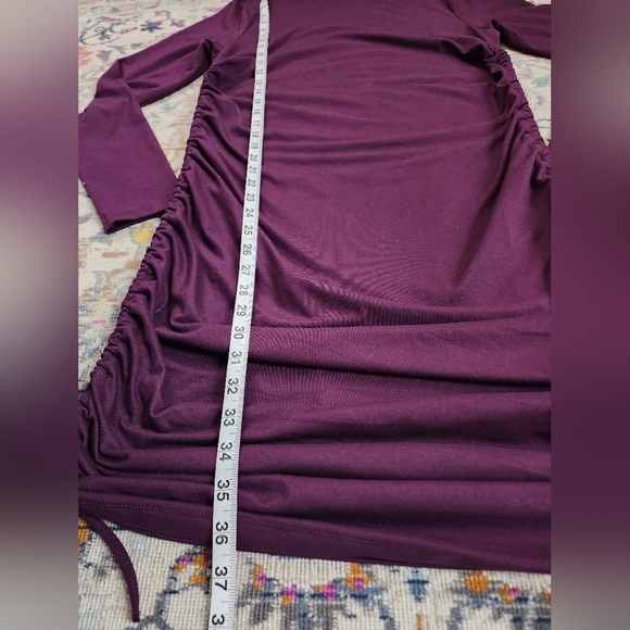 Forever 21 Women's Plum Lg Sleeve Adjustable Lenght Side Gathering Dress, sz 1XL - Picture 8 of 9